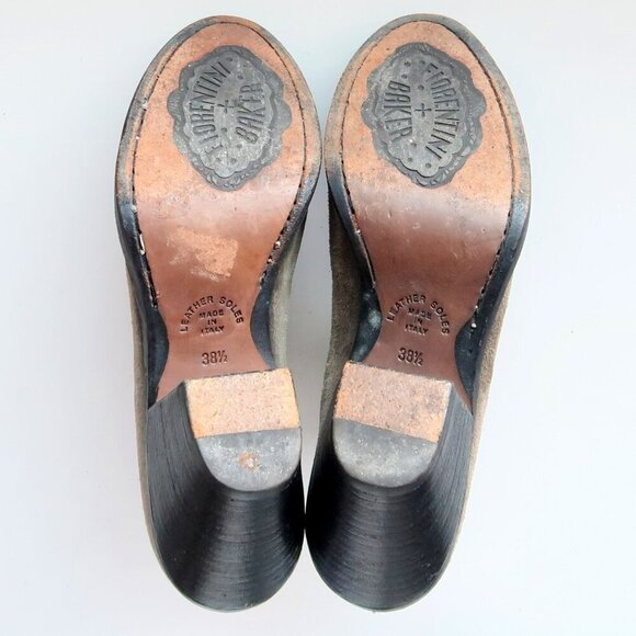 Fiorentini Baker Olive Military Green Suede Leather Heeled Ankle Boots Booties 8 - Picture 8 of 16